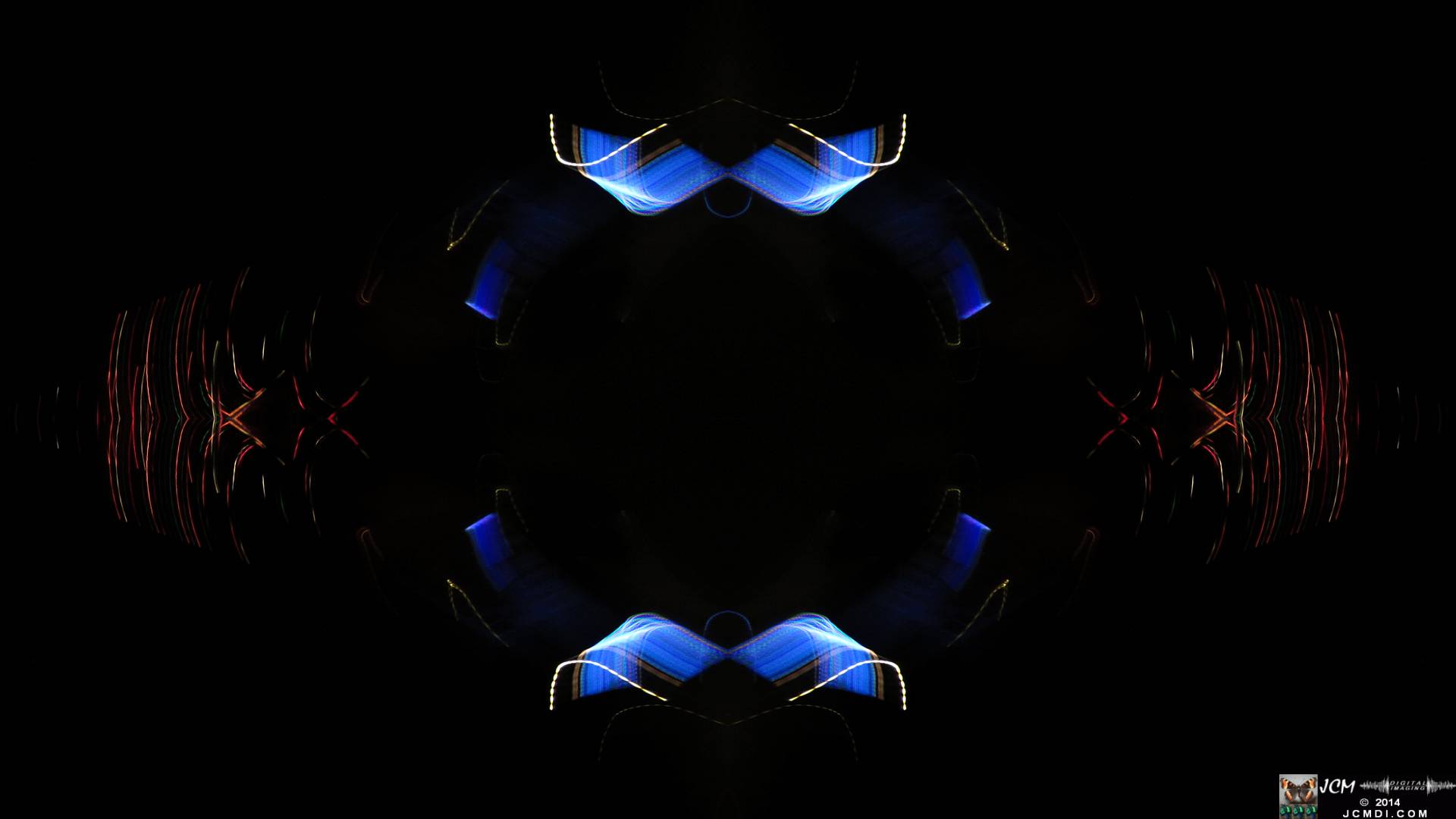 Quadroscopic Artwork made from an image of Abstract motion Christmas lights